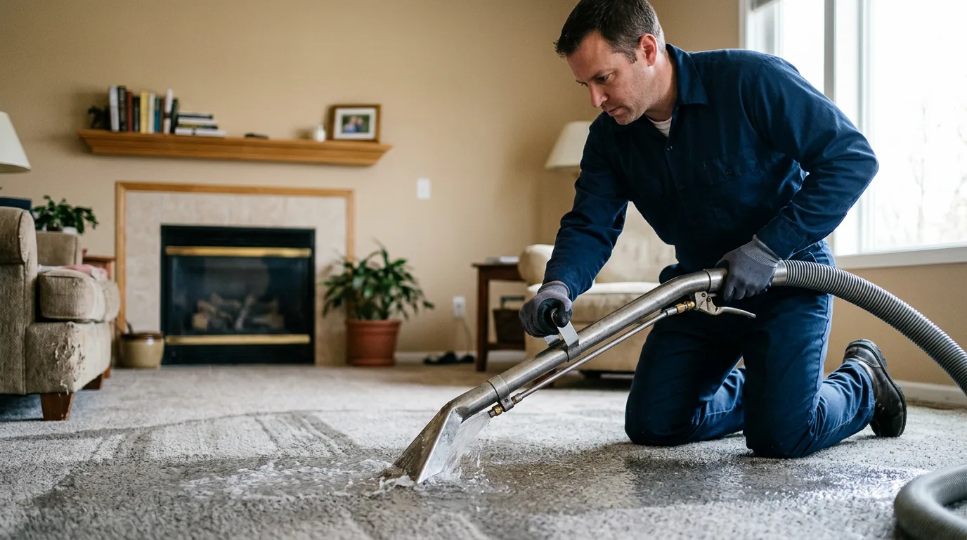 Water damage restoration technician working near Losantville, IN